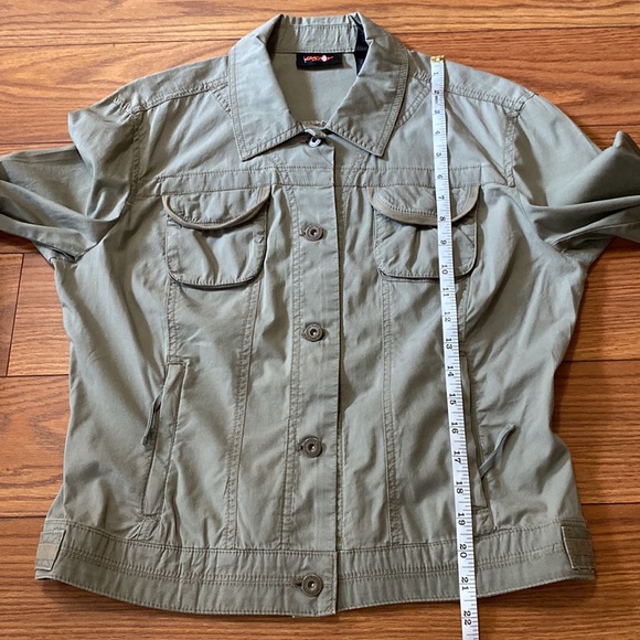 DKNY active women’s chest pocket khaki military jacket cotton button closure S - Picture 10 of 14